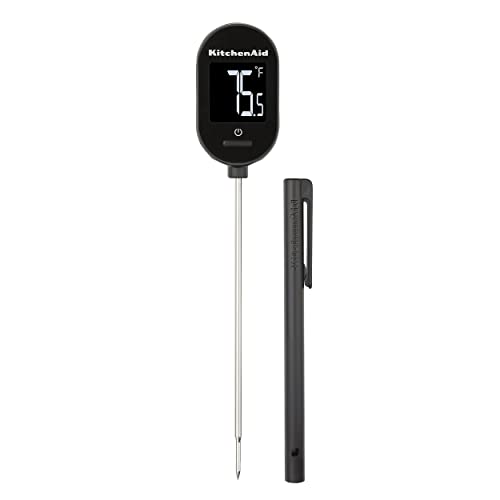 KitchenAid KQ910 Backlit Instant Read Digital Food Kitchen Grill Thermometer, Meat, and Cooking Wireless Thermometerer, Black
