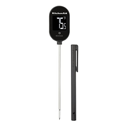 KitchenAid KQ910 Backlit Instant Read Digital Food Kitchen Grill Thermometer, Meat, and Cooking Wireless Thermometerer, Black