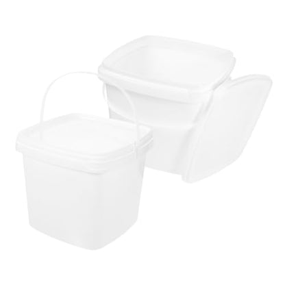2pcs Square Plastic Buckets Lids for Kitchen Containers Lids Brining Container Square Portable Bucket Storage Water - color: White