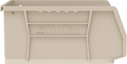Akro-Mils 30235 AkroBins Plastic Storage Bins, Space-Saving Stackable Bins for Garage, Pantry, Craft Organization, 11" x 11" x 5", Stone, 6-Pack - color: Stone