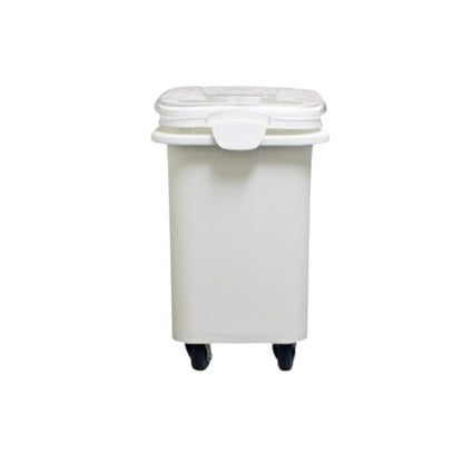 TrueCraftware- 27 Gallon Shelf Ingredient Bin (430 Cups) White with Clear Sliding Lid Casters & Measuring Scoop- Plastic Kitchen Pantry Storage Bin for Dry Food Flour Sugar Kitchen Restaurant - size: 27 Gallon
