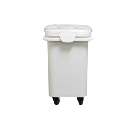 TrueCraftware- 27 Gallon Shelf Ingredient Bin (430 Cups) White with Clear Sliding Lid Casters & Measuring Scoop- Plastic Kitchen Pantry Storage Bin for Dry Food Flour Sugar Kitchen Restaurant - size: 27 Gallon