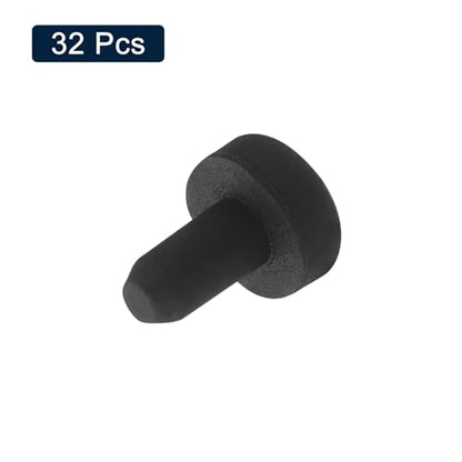 uxcell 32 Pieces Black Rubber Stopper, 2.7mm Plug Holes for 2-2.5mm/0.08-0.1" Hole - size: 2-2.5 mm