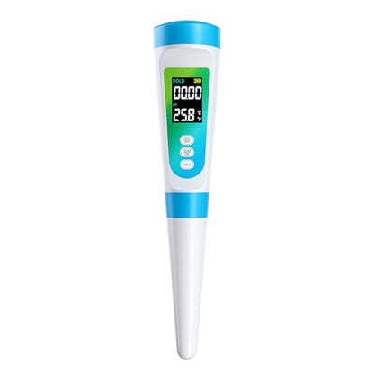 Food pH Meter for Semi-Solid & Liquid Foods, Food-Contact-Safe Housing, ±0.01 Accuracy, ATC, Waterproof, Color LCD, 3 Calibration Solutions Included