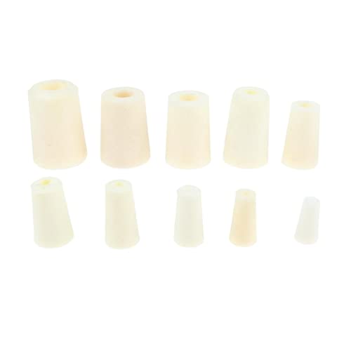 5 Pieces Test Tube Stopper Plugs Rubber Bung Stoppers Silicone Tapered Plugs Bung Airtight Seal Flexible Silicone Suitable for Househo, White, 13mm