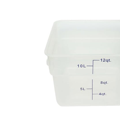 TrueCraftware- 12 Quart Square Food Storage Container Translucent Polypropylene- Commercial Reusable Food Container Canister with Measurement Markings for Meal Prep Pantry Kitchen