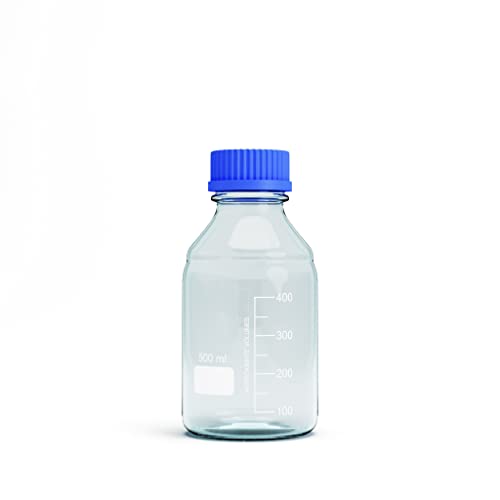 500ML Storage Glass Bottles – 2pcs Round Media Storage Bottle – Borosilicate Glass Bottles – Safe Probe Storage Glass Storage Bottles with GL45 Blue Screw Cap (500ml - 2pcs) - size: 500ml - 2pcs
