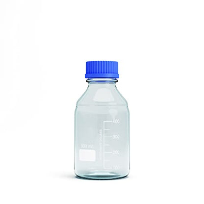 500ML Storage Glass Bottles – 2pcs Round Media Storage Bottle – Borosilicate Glass Bottles – Safe Probe Storage Glass Storage Bottles with GL45 Blue Screw Cap (500ml - 2pcs) - size: 500ml - 2pcs