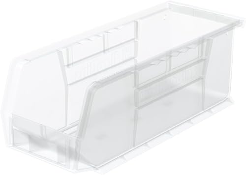 Akro-Mils 30224 AkroBins Plastic Storage Bins, Space-Saving Stackable Bins for Garage, Pantry, Craft Organization, 11" L x 4" W x 4" H, Clear, 12-Pack - color: Clear