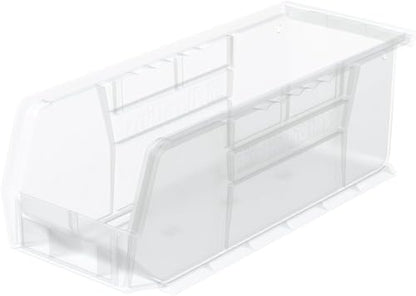Akro-Mils 30224 AkroBins Plastic Storage Bins, Space-Saving Stackable Bins for Garage, Pantry, Craft Organization, 11" L x 4" W x 4" H, Clear, 12-Pack - color: Clear