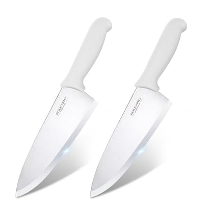 8 inch Japanese High Carbon Stainless Steel Chef Knife Set, Professional Extra Sharp Wide Cook Knife with Non-slip Ergonomic Handle, for Kitchen Home Restaurant - color: White
