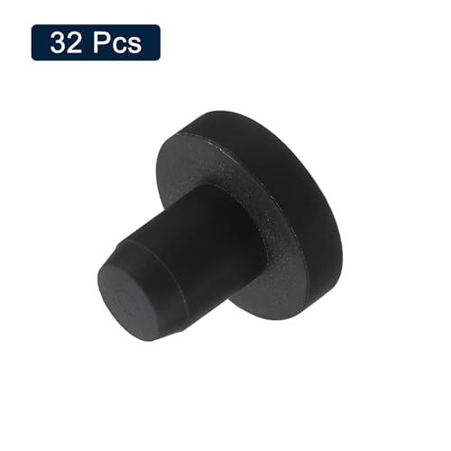 uxcell 32 Pieces Black Rubber Stopper, 7mm Plug Holes for 6.5-6.8mm/0.26-0.27" Hole - size: 6.5-6.8 mm