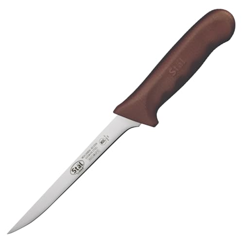 Winco 6" Commercial-Grade German Steel Boning Knife, Narrow, Brown - color: Brown
