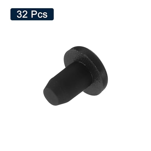 uxcell 32 Pieces Black Rubber Stopper, 3.8mm Plug Holes for 3.5mm/0.14" Hole - size: 3.5 mm