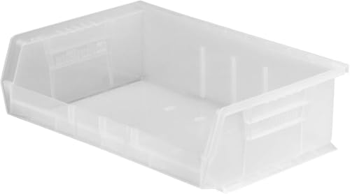 Akro-Mils 30255 AkroBins Plastic Storage Bins, Space-Saving Stackable Bins for Garage, Pantry, Craft Organization, 11" x 16" x 5", Clear, 6-Pack - color: Clear