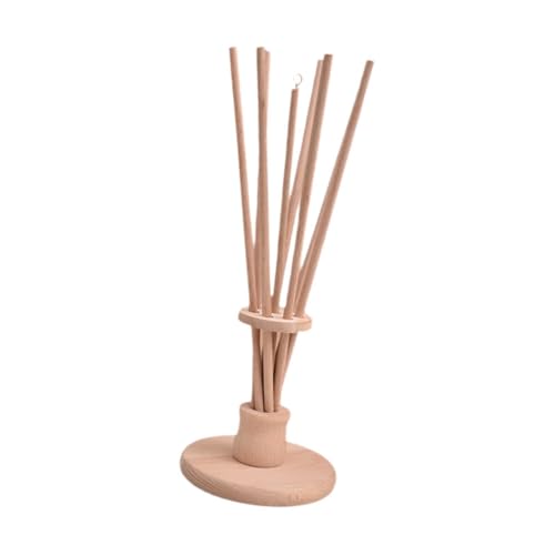 Wooden Drying Rack Stand with 8 Sticks for Bags & Bottles, Compact Countertop Organizer (39cm/15.35in)