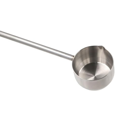 Stainless Steel Soup Spoon, Long Handle Oil Splashing Spoons with Pour Spout Heat-Resistant Hot Oil Scoop Spoon for Serving Chocolates, Gravies and Sauces