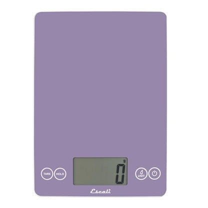 Escali Arti Glass Food Scale Digital Countertop Kitchen, Baking and Cooking Scale with Large Display, 15-Pound Capacity, 9" x 6.5" x .75", Classic Violet - color: Violet