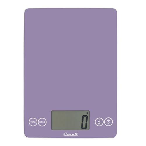 Escali Arti Glass Food Scale Digital Countertop Kitchen, Baking and Cooking Scale with Large Display, 15-Pound Capacity, 9" x 6.5" x .75", Classic Violet - color: Violet