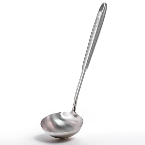 Deep Stainless Steel 13.7 Inches Newness Soup Ladle,[Rustproof, Heat Resistance, Integral Forming]Resilient 304 Stainless Steel Soup Spoon with Vacuum Ergonomic Round Handle, Cooking Spoon for Kitchen - size: Length:13.7 Inches (34.7 cm)