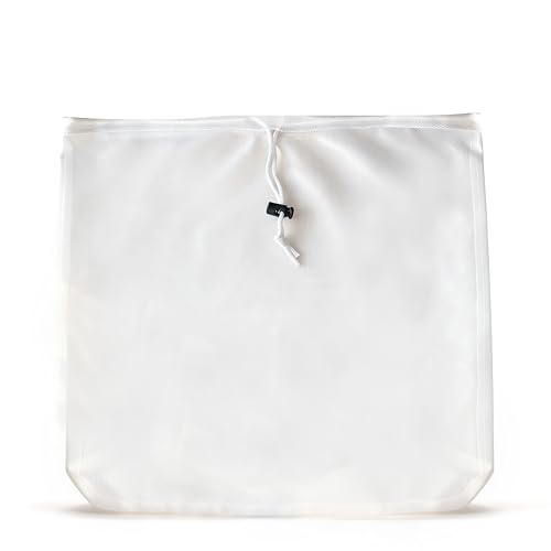 Brew Bags Extra Large Reusable 2 Pack 250 Micron Fine Mesh Bag for Fruit Cider Apple Grape Wine Press Drawstring Straining Brew in a Bag (2 pack-22"×26") - color: White 26*22" 70 Micron
