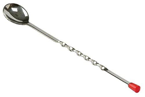 Stainless Steel Bar Tool | Bar Accessories | 11 inches Curvy Design with red or Multi Colour knob bar Cocktail Spoon | Bar Spoon | Long Spoon | Cocktail Mixer | Set of 2 Pieces - size: Bar Spoon