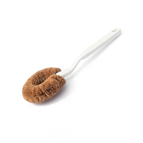 3-Piece Kitchen Brush Set - Plastic Handle Bottle Cleaners for Cups, Jars & Mugs (Wide Mouth) - Brown Bristle Scrubbers for Dish Washing (Not for Narrow-Neck Bottles) - size: 3 Piece Set - Wide Mouth Brushes