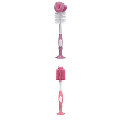 Dr. Brown's Reusable Sponge Baby Bottle Cleaning Brush + Soft Touch Bottle Brush, BPA-Free, Pink, 2-Pack - color: Pink Variety Pack, size: 2-Pack