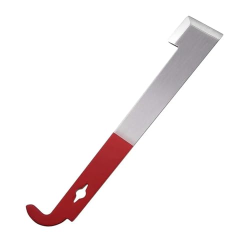 MUSM 26.67cm Beekeeping J-Type Hook Tool, Steel Hive Scraper for Frame Prying, Propolis Removal, and Hive Box Separation, Red Handle