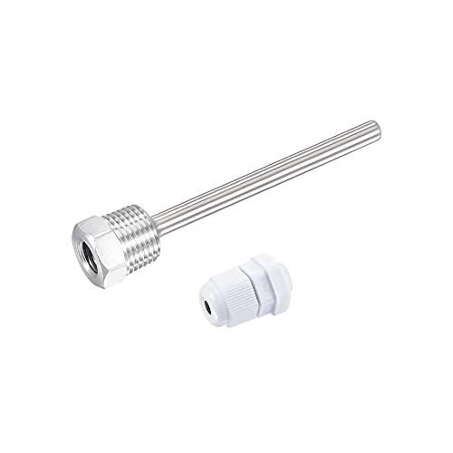 uxcell 8mm Dia G1/2 Thermowell Weldless Stainless Steel 304 with Cable Gland 100mm Length for Beer Fermenter, White - color: White, size: G1/2 x 100mm