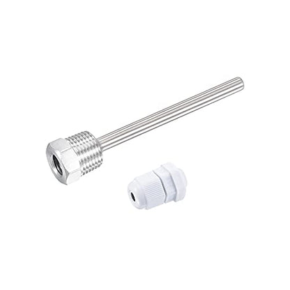 uxcell 8mm Dia G1/2 Thermowell Weldless Stainless Steel 304 with Cable Gland 100mm Length for Beer Fermenter, White - color: White, size: G1/2 x 100mm