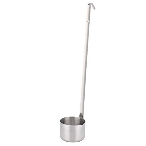 BORDSTRACT Wine Ladle, Stainless Steel Long Handle Wine Dipper Flat Bottom Oil Vinegar Sauce Ladle Wine Measuring Cup Dipper Spoon with Hook for Pouring Sauce Oil Coffee Beer(250ml)