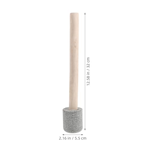 Sauerkraut Tamper: Wooden Handle Vegetable Tamper with Granite Pestle Head - Food Masher Sauerkraut Pounder for Home Fermentation Pickling and Kimchi Making - size: 32.00X5.50X5.50CM