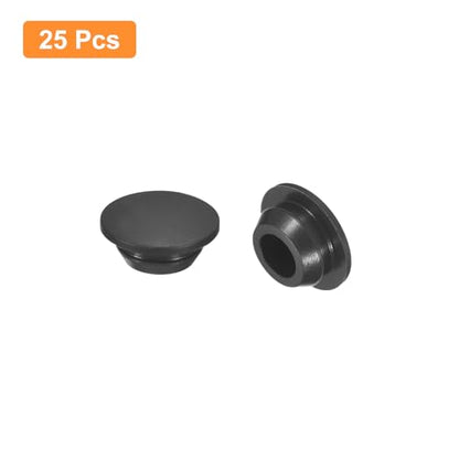 UXCELL 25pc Silicone Plugs, Rubber Round Snap-in Locking Hole Plugs for 10-10.5mm, Waterproof Hole Stoppers for Metal Tube & Furniture End Caps, Black - size: 10-10.5mm