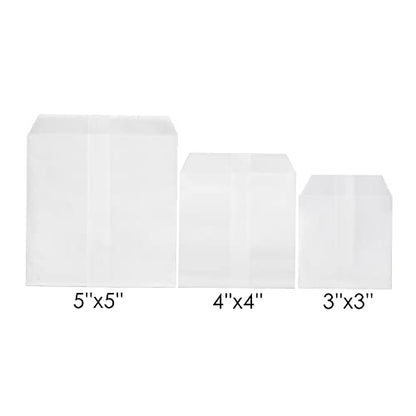Quotidian White Flat Square Glassine Paper Bags Envelope 5" x 5" (13 x 13cm) Pack of 100 - Baby Shower Dessert Crafting Projects Party Favor - size: 5x5 Inch