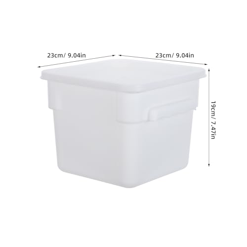 Yardwe Food Storage Bucket with Lid - 6l White Plastic Pail - Stackable Square Storage Container for Pickling, Brining, And Ice Cream - Kitchen Pantry Box