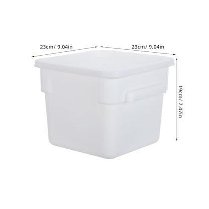 Yardwe Food Storage Bucket with Lid - 6l White Plastic Pail - Stackable Square Storage Container for Pickling, Brining, And Ice Cream - Kitchen Pantry Box