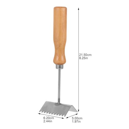 Stainless Steel Beehive Cleaning Shovel for Beekeeping with Wooden Handle, Hive Scraper Tool for Scraping Off Excess Wax and Lifting up Frames, Suitable for Beehive Frame and Boxes