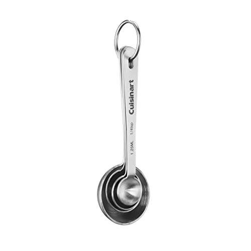 Cuisinart Mesh Strainers, 3 Count Set, CTG-00-3MS & CTG-00-SMP Stainless Steel Measuring Spoons, Set of 4 & CTG-00-SMC Measuring Cups, Set of 4, Silver