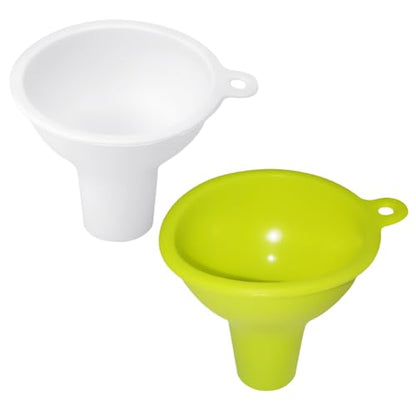 4 Pack 2 Colors Wide Mouth Silicone Funnel Kitchen Liquid Funnel Regular Mouth White Yellow Green Soft Rubber Cooking Hopper for Canning Jar Filling Bottle Liquid Kitchen Use Accessories