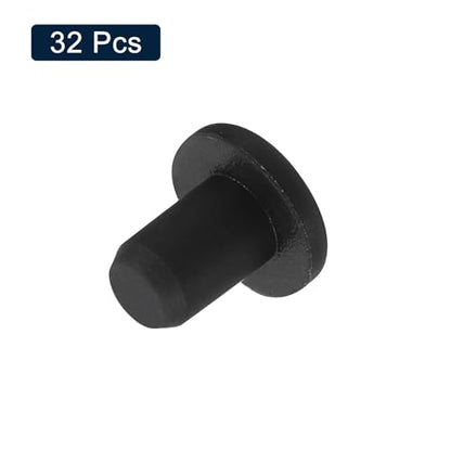 uxcell 32 Pieces Black Rubber Stopper, 4.8mm Plug Holes for 4.5mm/0.18" Hole - size: 4.5 mm