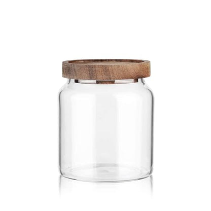 Labina Glass Storage Container Airtight Food Jars Kitchen Canister with Wood Lids, 20 Oz Wide Mouth Pantry Organization Glass Jar for Flour, Sugar, Cookie, Spagetti, Nuts and Candy - size: A1: 20 Oz 1 pcs