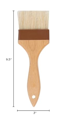 Restaurantware Pastry Tek 3 Inch Wide Buttering Brush 1 Boar Bristle Pastry Brush - Hardwood Handle Built-In Hanging Hole Wood Basting Brush Sturdy Ferrule For Glazing And Basting - size: 9 1/2"
