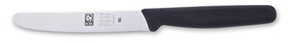 ICEL 4.25 Inch Straight Edge Round Tip Paring Knife, High Carbon German Stainless Steel Blade, Factory-Sharp Edge, Non-Slip Textured Black Polypropylene Handle - color: Black