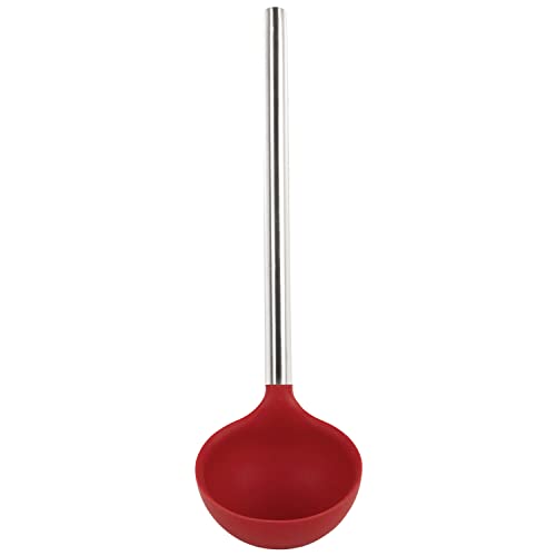 Tovolo Silicone Ladle With Stainless Steel Handle Deep Soup Ladle for Cooking Canning Serving Soup Punch Stew Sauce, Large Kitchen Utensil Spoon Dishwasher Safe BPA Free Silicone Cayenne Red - color: Cayenne