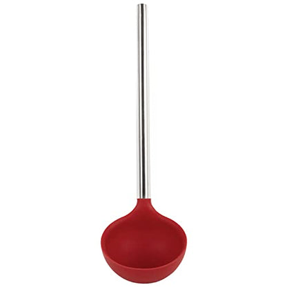 Tovolo Silicone Ladle With Stainless Steel Handle Deep Soup Ladle for Cooking Canning Serving Soup Punch Stew Sauce, Large Kitchen Utensil Spoon Dishwasher Safe BPA Free Silicone Cayenne Red - color: Cayenne