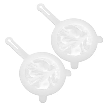 STOBAZA 2pcs Fine Mesh Strainers for Kitchen Food Juices and Honey Filtering, Handheld Plastic Sieve with Double-ear Handles, Kitchen Juicing Supplies for Tea, Coffee, and Soy Milk