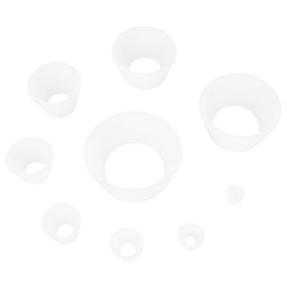 Labasics Filter Adapter Cones, Durable Tapered Collar Silicone Stopper Buchner Funnel Flask Cones Adapter Set, Wear Resistance Smooth Surface, Pack of 9, White