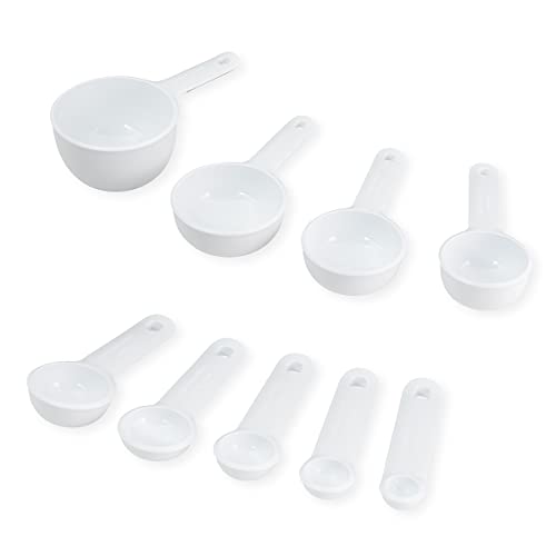 KitchenAid Universal Easy To Read Measuring Cup and Spoon Set with Soft Grip Handle for Maximum Control, Hang Hole and Nesting For Easy Storage, Dishwasher Safe, 9 Piece, White - color: White