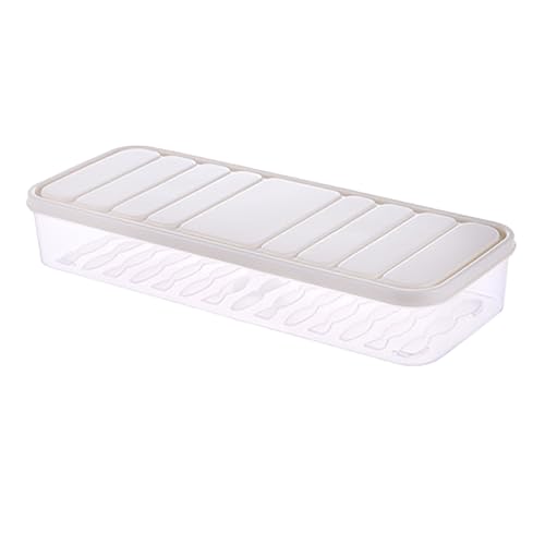 Plastic Airtight Dumpling Storage Box with Lid - Multiuse Cookie & Kimchi Container for Freezer/Refrigerator, Space-Saving White Rectangular Design